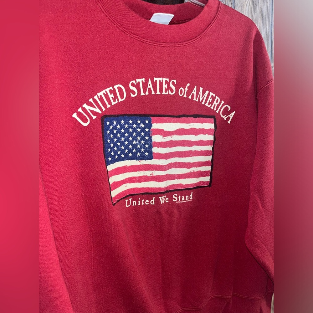 Vintage St John’s Bay Sport size large red crewneck sweater shirt USA graphic - Picture 3 of 6